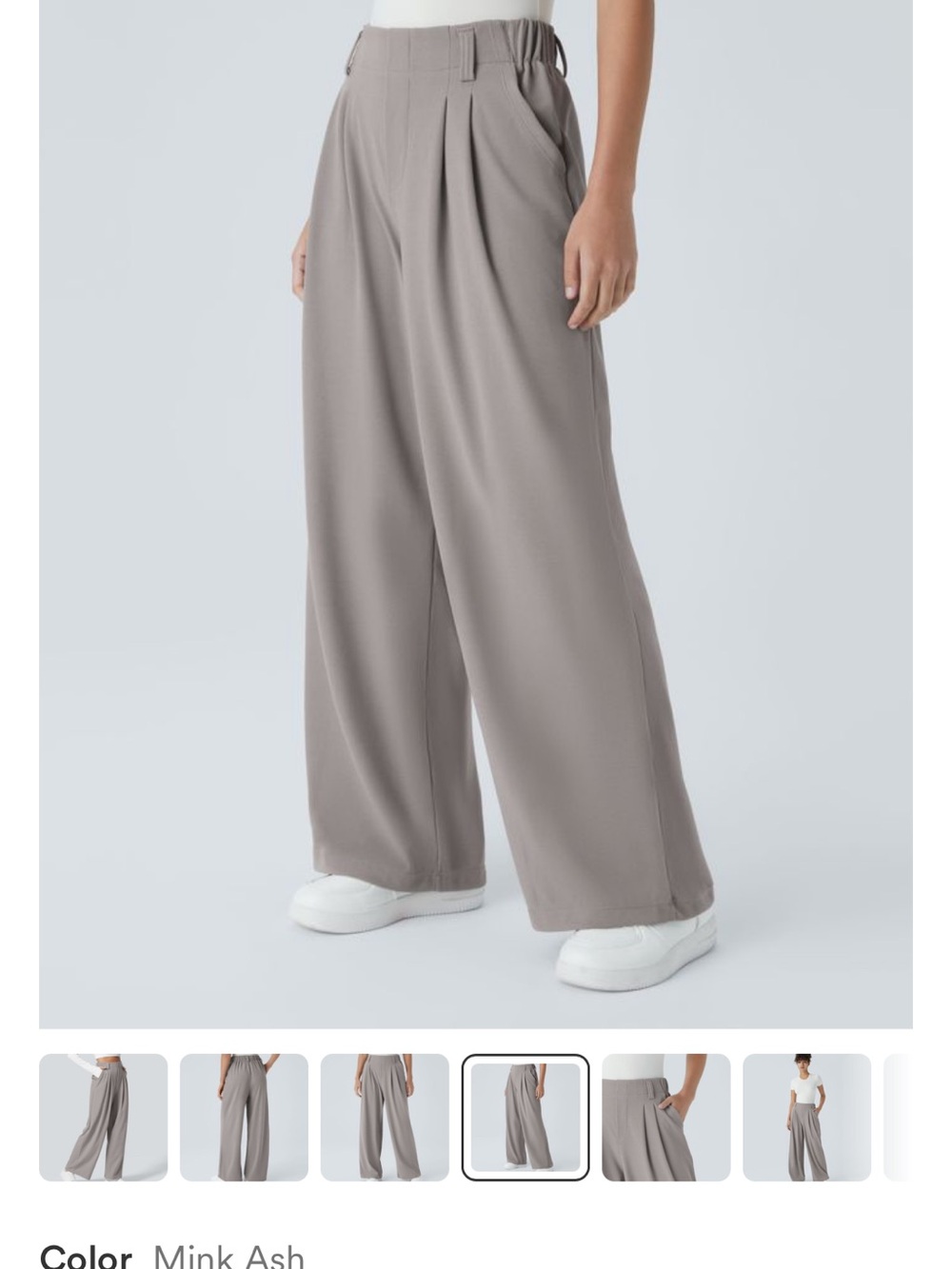 HALARA Wide-Leg Pleated Pants in Mink Ash